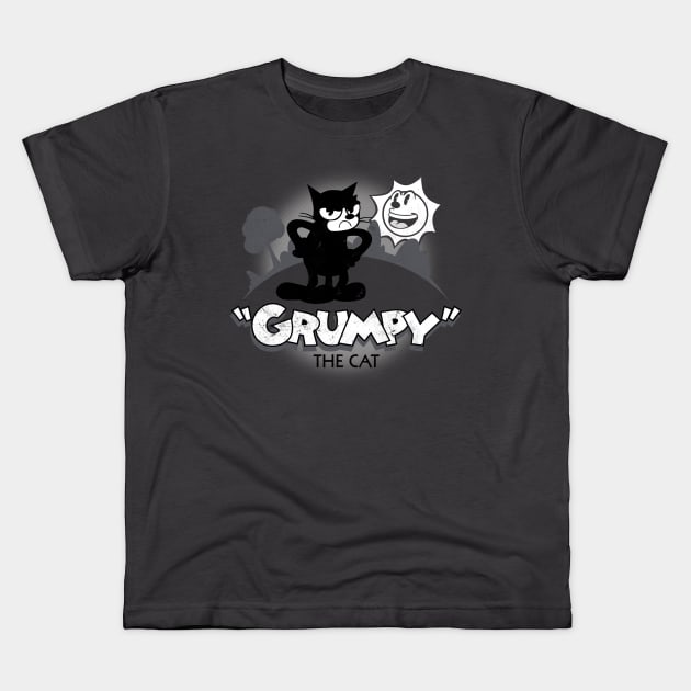 Cranky Cat Kids T-Shirt by trapperjon